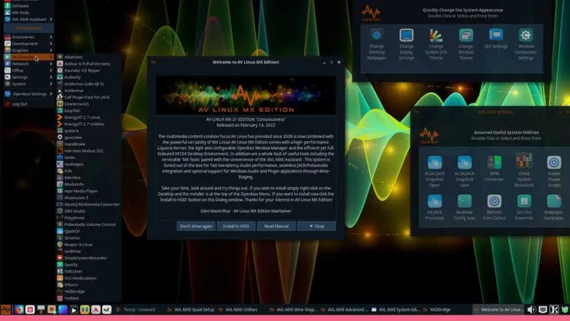AV Linux MX-21 Multimedya Üretim Dağıtımı Burada MX Linux 21, Linux 5.15 LTS Tabanlı